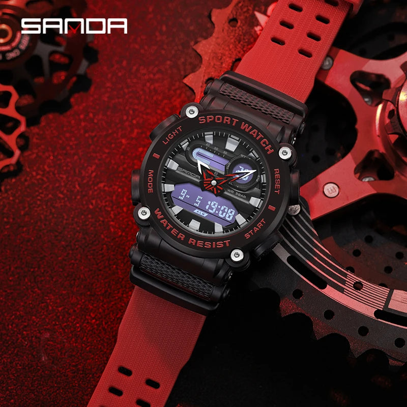 RELOJ SANDA HOMBRE DEPORTIVO ESTILO G-SHOCK ROJO | SKU: SAN-84