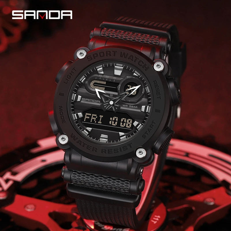 RELOJ SANDA HOMBRE DEPORTIVO ESTILO G-SHOCK ROJO | SKU: SAN-84