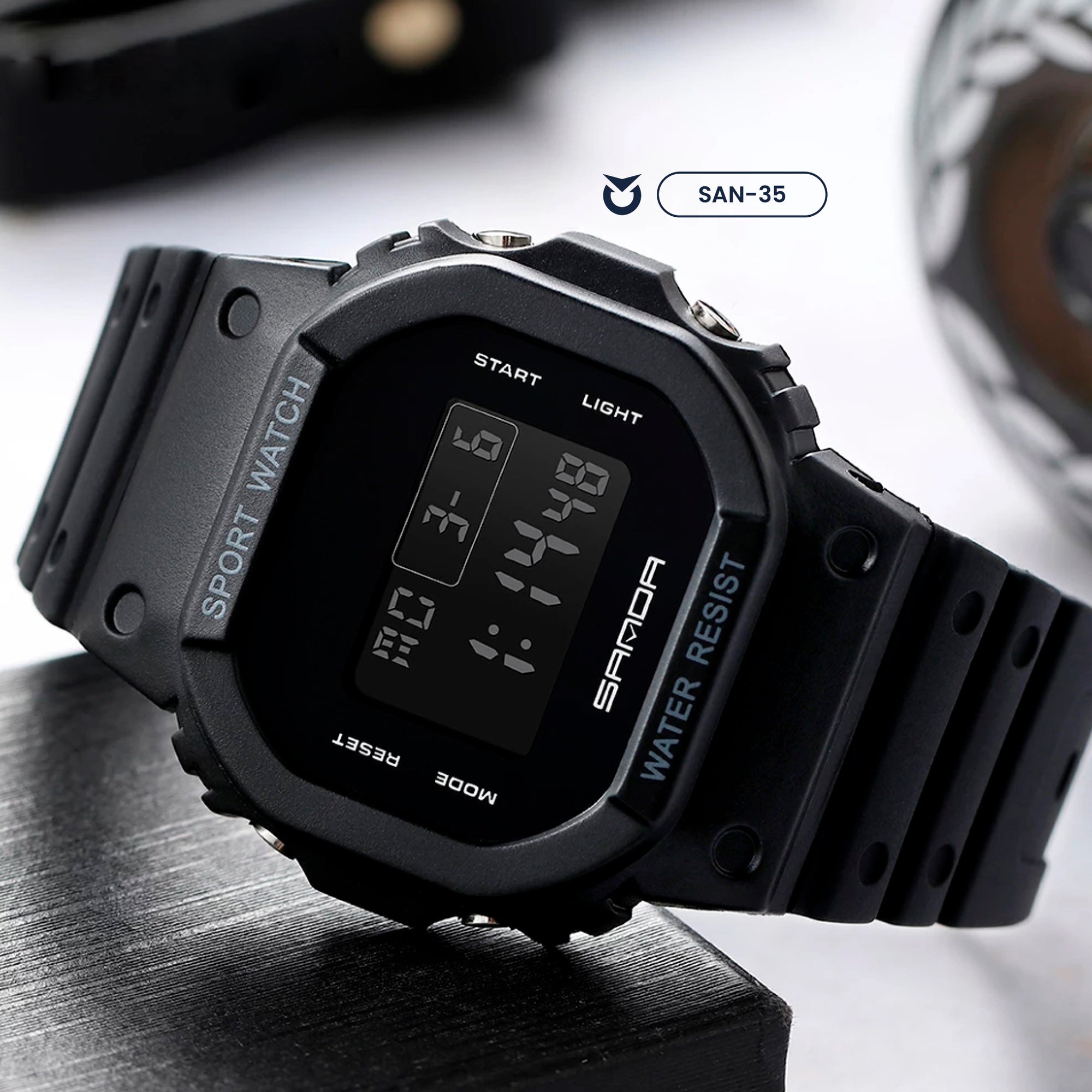 RELOJ SANDA NEGRO SIMPLE DEPORTIVO CASUAL | SAN-35