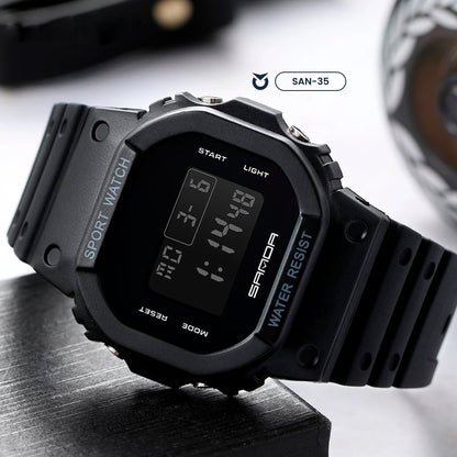 RELOJ SANDA NEGRO SIMPLE DEPORTIVO CASUAL | SAN-35