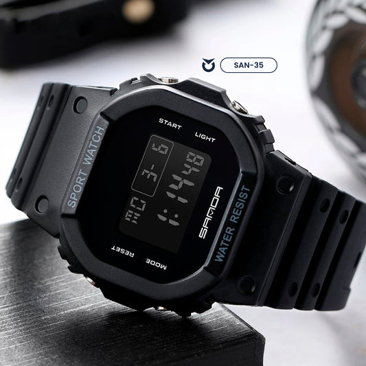 RELOJ SANDA NEGRO SIMPLE DEPORTIVO CASUAL | SAN-35