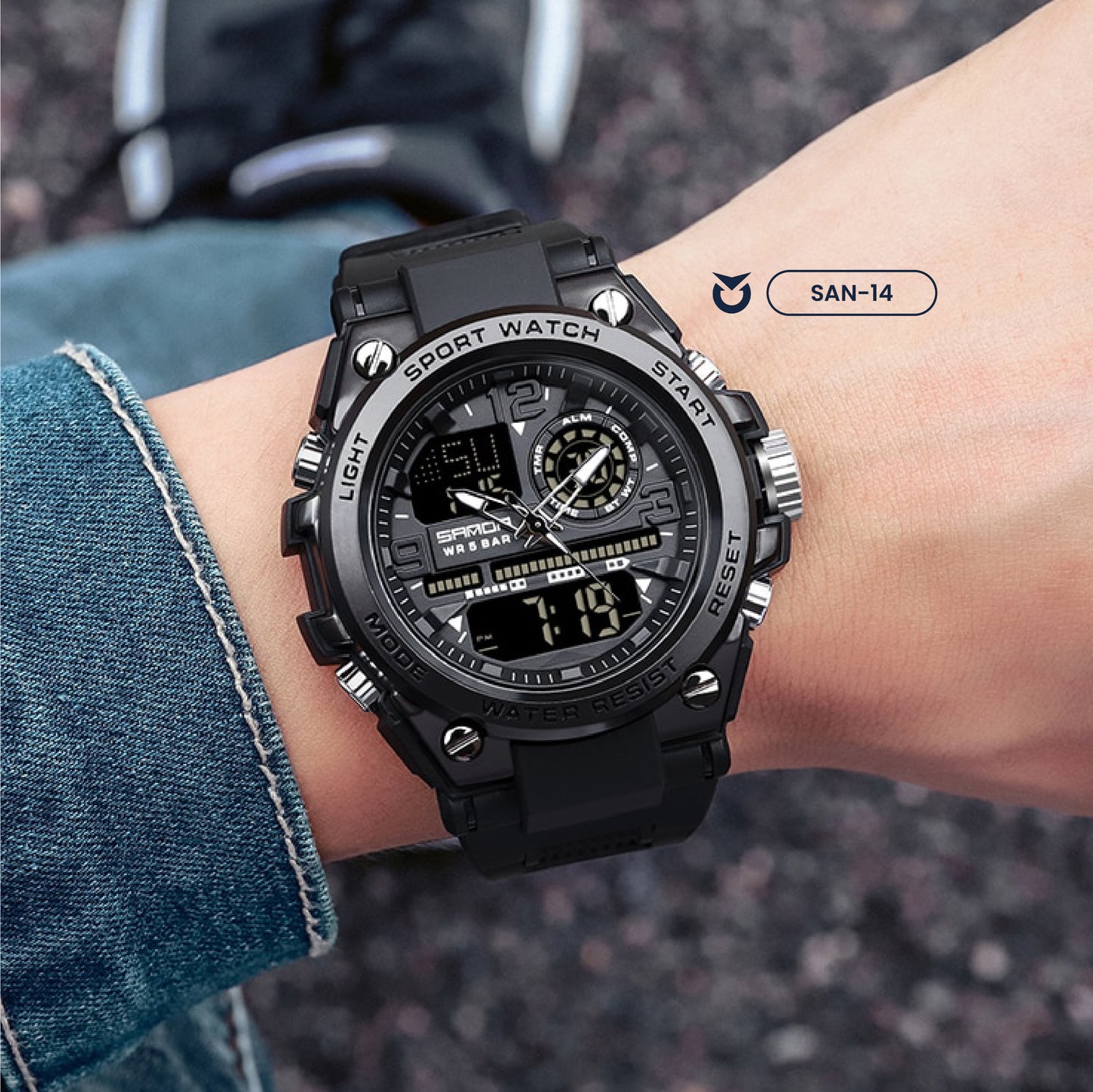 RELOJ SANDA MILITAR DEPORTIVO NEGRO | SAN-14