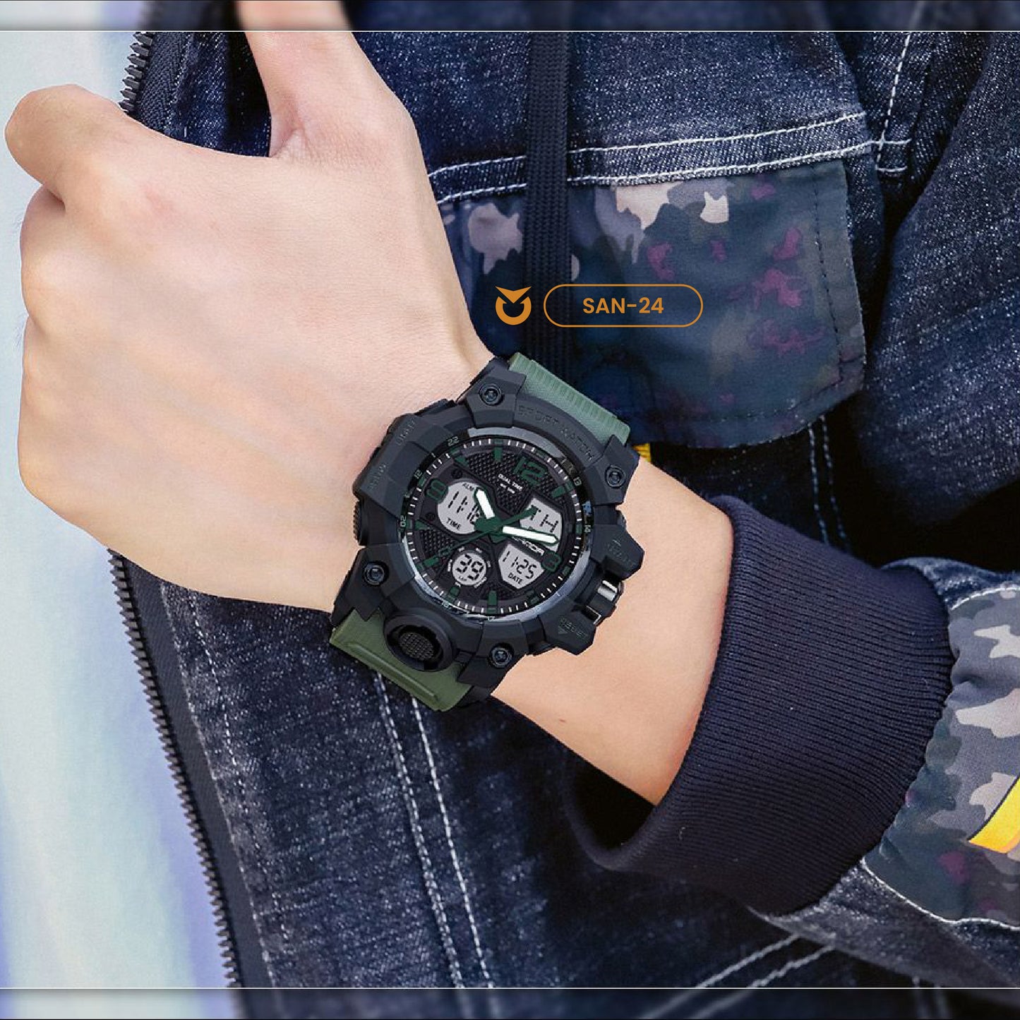 RELOJ SANDA ORIGINAL DEPORTIVO NEGRO - VERDE | SAN-23 | SAN-24 | SAN-142