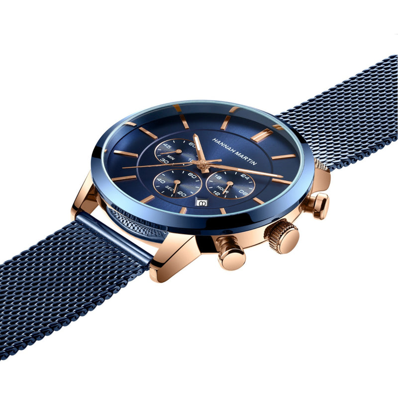RELOJ HANNA MARTIN AZUL NOCHE DORADO ELEGANTE | SKU: HAN-21